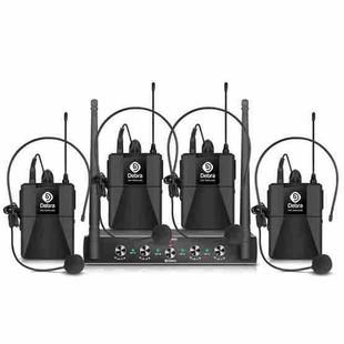 DEBRA AU-400 UHF Wireless Microphone System 4-in-1 for Performance Conference KTV, Model:4 Bodypack Mic(EU Plug)