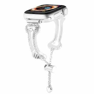 For Apple Watch 42mm / 41mm / 40mm / 38mm Bone Chain Shaped Diamond Metal Watch Band(Starlight)