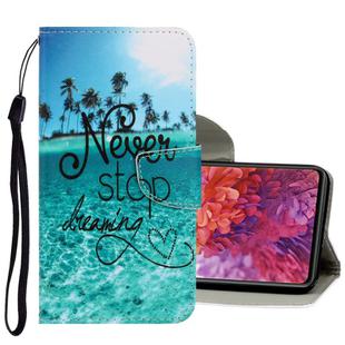 For Samsung Galaxy S20 FE 5G / S20 Lite 3D Colored Drawing Horizontal Flip PU Leather Case with Holder & Card Slots & Wallet(Blue Coconut Grove)