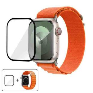 For Apple Watch Series 42mm Buckle Loop Nylon Watch Band with 3D Curved Film(Orange)