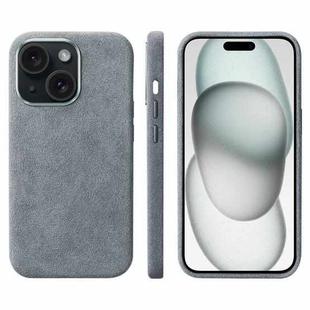 For iPhone 15 Suede Leather MagSafe Back Cover Phone Case(Grey)