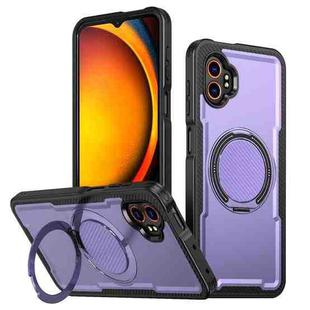 For Samsung Galaxy XCover7 Pro Metal 360 Degree Rotation Holder MagSafe Phone Case(Purple)