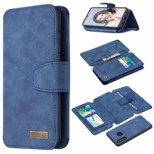 For Huawei P30 Lite Detachable Frosted Magnetic Horizontal Flip Leather Case with Card Slots & Holder & Zipper Wallet & Photo Frame(Blue)