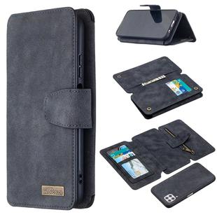 For Huawei P40 Lite Detachable Frosted Magnetic Horizontal Flip Leather Case with Card Slots & Holder & Zipper Wallet & Photo Frame(Black Blue)