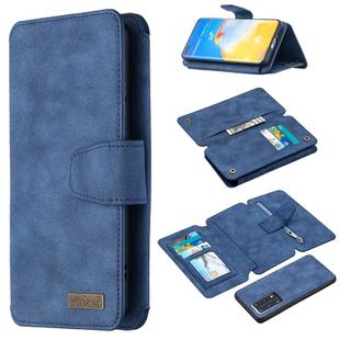 For Huawei P40 Pro Detachable Frosted Magnetic Horizontal Flip Leather Case with Card Slots & Holder & Zipper Wallet & Photo Frame(Blue)