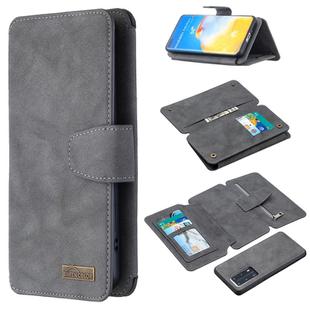 For Huawei P40 Pro Detachable Frosted Magnetic Horizontal Flip Leather Case with Card Slots & Holder & Zipper Wallet & Photo Frame(Grey)