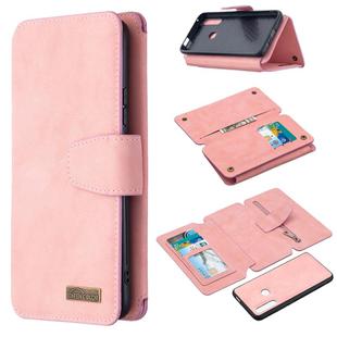 For Huawei P Smart Z Detachable Frosted Magnetic Horizontal Flip Leather Case with Card Slots & Holder & Zipper Wallet & Photo Frame(Pink)
