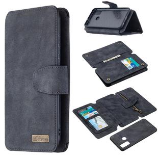 For Huawei P Smart (2020) Detachable Frosted Magnetic Horizontal Flip Leather Case with Card Slots & Holder & Zipper Wallet & Photo Frame(Black Blue)
