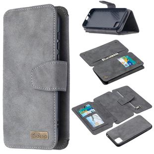 For Huawei Y5p / Honor 9S Detachable Frosted Magnetic Horizontal Flip Leather Case with Card Slots & Holder & Zipper Wallet & Photo Frame(Grey)