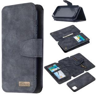 For Huawei Y5p / Honor 9S Detachable Frosted Magnetic Horizontal Flip Leather Case with Card Slots & Holder & Zipper Wallet & Photo Frame(Black Blue)