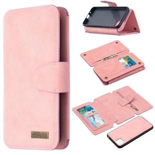 For Huawei Y5p / Honor 9S Detachable Frosted Magnetic Horizontal Flip Leather Case with Card Slots & Holder & Zipper Wallet & Photo Frame(Pink)