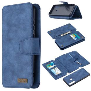 For Huawei Y6p Detachable Frosted Magnetic Horizontal Flip Leather Case with Card Slots & Holder & Zipper Wallet & Photo Frame(Blue)
