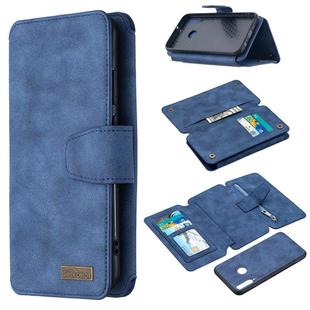 For Huawei Y7p / P40 Lite E Detachable Frosted Magnetic Horizontal Flip Leather Case with Card Slots & Holder & Zipper Wallet & Photo Frame(Blue)