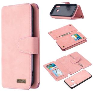 For Huawei Y7p / P40 Lite E Detachable Frosted Magnetic Horizontal Flip Leather Case with Card Slots & Holder & Zipper Wallet & Photo Frame(Pink)