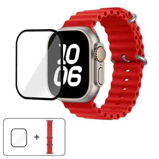 For Apple Watch Ultra 2 / 1 49mm Ocean Silicone Watch Band with 3D Curved Film(Red)