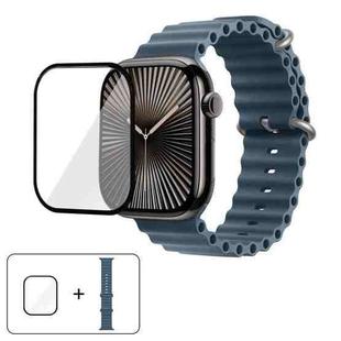 For Apple Watch Series 38mm Ocean Silicone Watch Band with 3D Curved Film(Rock Cyan)