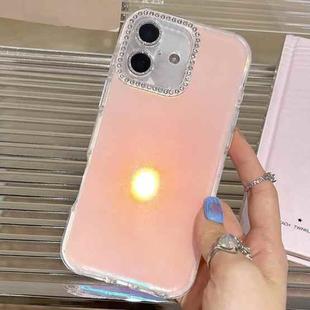 For iPhone 16 Precise Cutouts Transparent Diamonds Jelly Phone Case(Pink)