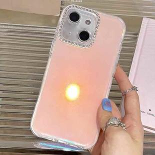 For iPhone 14 Plus Precise Cutouts Transparent Diamonds Jelly Phone Case(Pink)