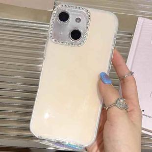 For iPhone 14 Precise Cutouts Transparent Diamonds Jelly Phone Case(White)