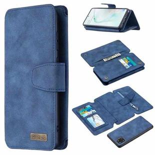 For Samsung Galaxy A81 Detachable Frosted Magnetic Horizontal Flip PU Leather Case with Card Slots & Holder & Zipper Wallet & Photo Frame(Blue)