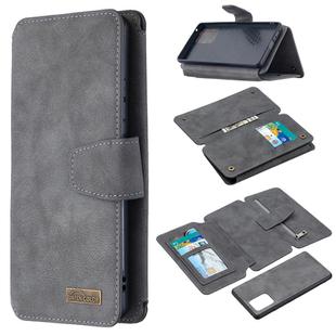 For Samsung Galaxy A91 Detachable Frosted Magnetic Horizontal Flip PU Leather Case with Card Slots & Holder & Zipper Wallet & Photo Frame(Gray)