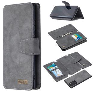 For Samsung Galaxy Note20 Ultra Detachable Frosted Magnetic Horizontal Flip PU Leather Case with Card Slots & Holder & Zipper Wallet & Photo Frame(Gray)