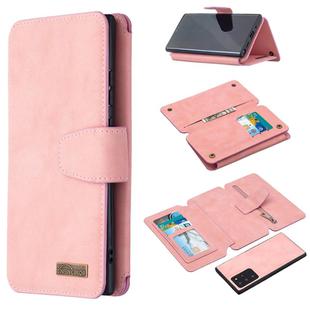 For Samsung Galaxy Note20 Ultra Detachable Frosted Magnetic Horizontal Flip PU Leather Case with Card Slots & Holder & Zipper Wallet & Photo Frame(Pink)