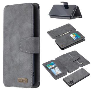 For Samsung Galaxy Note20 Detachable Frosted Magnetic Horizontal Flip PU Leather Case with Card Slots & Holder & Zipper Wallet & Photo Frame(Gray)