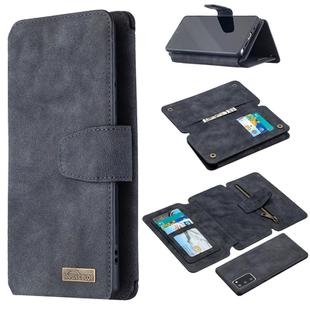 For Samsung Galaxy Note20 Detachable Frosted Magnetic Horizontal Flip PU Leather Case with Card Slots & Holder & Zipper Wallet & Photo Frame(Black Blue)
