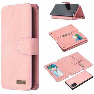 For Samsung Galaxy Note20 Detachable Frosted Magnetic Horizontal Flip PU Leather Case with Card Slots & Holder & Zipper Wallet & Photo Frame(Pink)