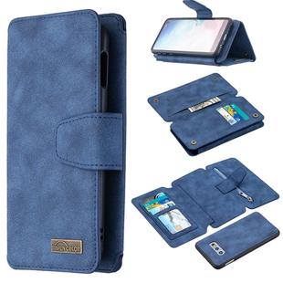 For Samsung Galaxy S10e Detachable Frosted Magnetic Horizontal Flip PU Leather Case with Card Slots & Holder & Zipper Wallet & Photo Frame(Blue)