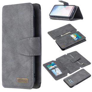 For Samsung Galaxy S10e Detachable Frosted Magnetic Horizontal Flip PU Leather Case with Card Slots & Holder & Zipper Wallet & Photo Frame(Gray)