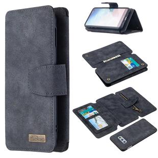 For Samsung Galaxy S10e Detachable Frosted Magnetic Horizontal Flip PU Leather Case with Card Slots & Holder & Zipper Wallet & Photo Frame(Black Blue)