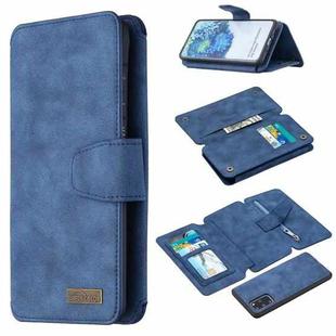 For Samsung Galaxy S20 Plus Detachable Frosted Magnetic Horizontal Flip PU Leather Case with Card Slots & Holder & Zipper Wallet & Photo Frame(Blue)