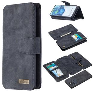 For Samsung Galaxy S20 Ultra Detachable Frosted Magnetic Horizontal Flip PU Leather Case with Card Slots & Holder & Zipper Wallet & Photo Frame(Black Blue)