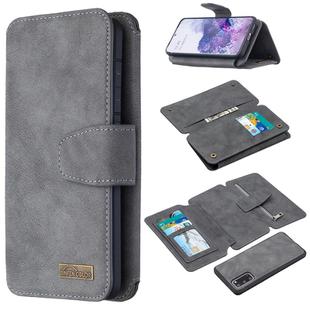 For Samsung Galaxy S20 Detachable Frosted Magnetic Horizontal Flip PU Leather Case with Card Slots & Holder & Zipper Wallet & Photo Frame(Gray)