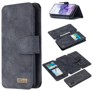 For Samsung Galaxy S20 Detachable Frosted Magnetic Horizontal Flip PU Leather Case with Card Slots & Holder & Zipper Wallet & Photo Frame(Black Blue)