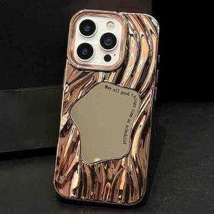 For iPhone 15 Pro Max Wave Electroplated Mirror TPU Full Coverage Phone Case(Gold)