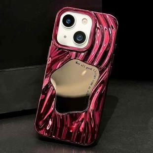 For iPhone 14 Plus Wave Electroplated Mirror TPU Full Coverage Phone Case(Red)