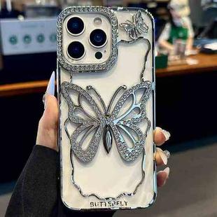 For iPhone 13 Pro Hollow Butterfly Electroplating TPU Phone Case(Silver)