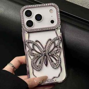 For iPhone 17 Pro Hollow Butterfly Electroplating TPU Phone Case(Rose Gold)