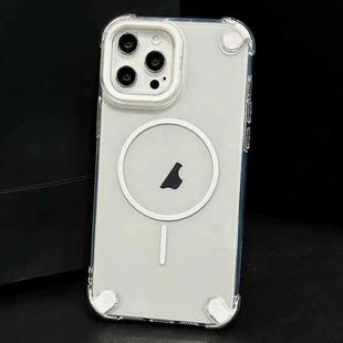 For iPhone 16 Pro Max Contrast Color Airbag Magsafe TPU Full Coverage Phone Case(White)
