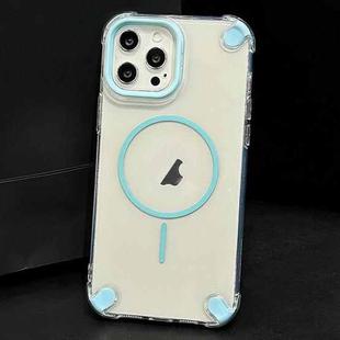 For iPhone 14 Pro Contrast Color Airbag Magsafe TPU Full Coverage Phone Case(Blue)