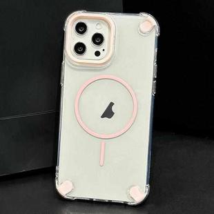 For iPhone 14 Pro Max Contrast Color Airbag Magsafe TPU Full Coverage Phone Case(Pink)