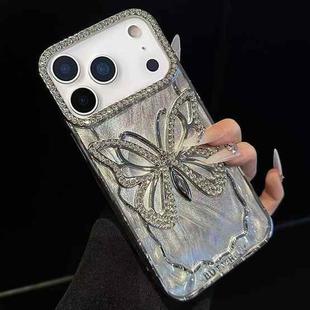 For iPhone 17 Pro Max Butterfly Electroplating TPU Phone Case with Epoxy Cardboard(Silver)