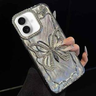 For iPhone 17 Butterfly Electroplating TPU Phone Case with Epoxy Cardboard(Silver)