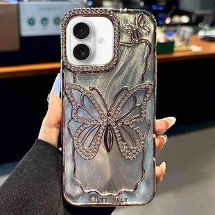 For iPhone 17 Butterfly Electroplating TPU Phone Case with Epoxy Cardboard(Rose Gold)