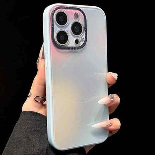For iPhone 15 Pro Gradient Silk Print Acrylic Hybrid TPU MagSafe Phone Case(Blue)