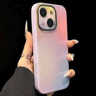 For iPhone 15 Plus Gradient Silk Print Acrylic Hybrid TPU MagSafe Phone Case(Purple)