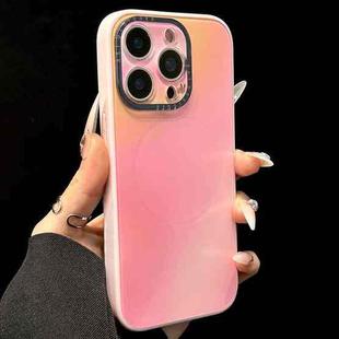 For iPhone 14 Pro Max Gradient Silk Print Acrylic Hybrid TPU MagSafe Phone Case(Pink)